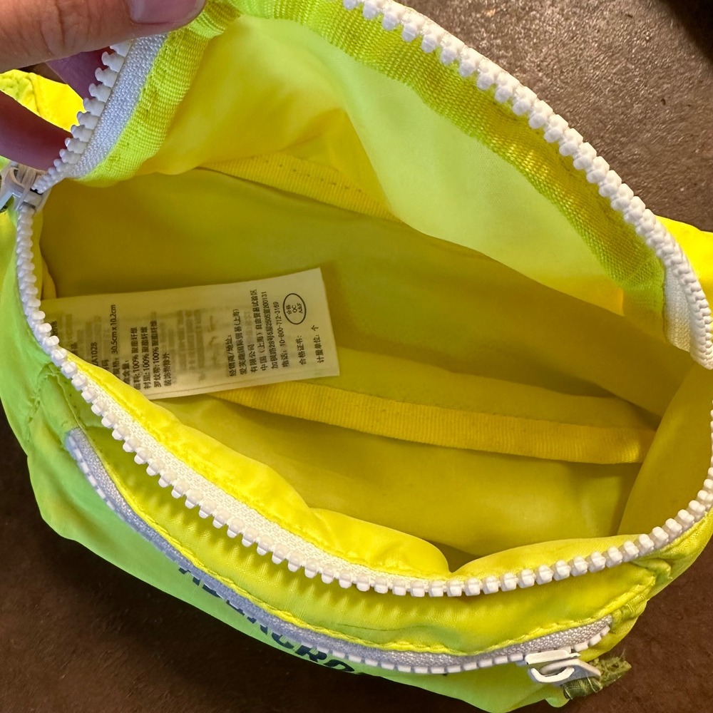 Abercrombie Neon Yellow Fanny Pack Belt Bag Double Zip Festival Rave - Picture 4 of 5